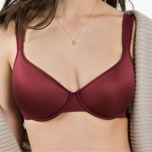Third Love Seamless Full Coverage 24/7 Bra Maroon Rust Size 34D, fits like a 32D